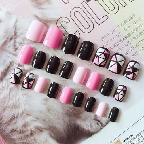 24Pcs/Set Pink Wedding Flowers False Nails Nail Art Acrylic Full Fake Nail Tips