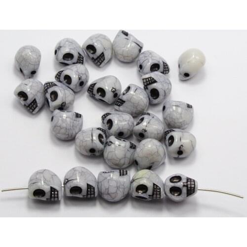 50 Acrylic Halloween Gothic Skull Beads 13mm
