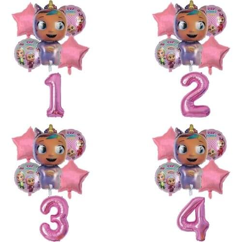 6pcs Cry Babies Balloons Doll Crying Baby 32inch Number Balloon Shower Foil Ballons Birthday Party Decoration Kids Girl Toy