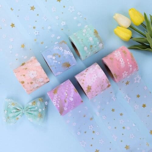 6cm/12cm 25Yards Star Yarn Mesh Fabric Tulle Roll DIY Sewing Craft Hair Poms Bow Soft Glitter Organza Baby Shower Party Supplies