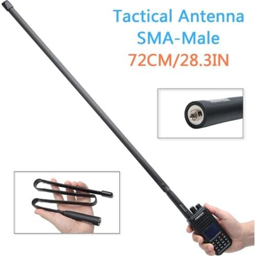 72cm/28.3in Tactical Antenna ABBREE SMA-Male Connector Dual Band 144/430Mhz Foldable CS Tactical Antenna for Walkie Talkie Wouxu