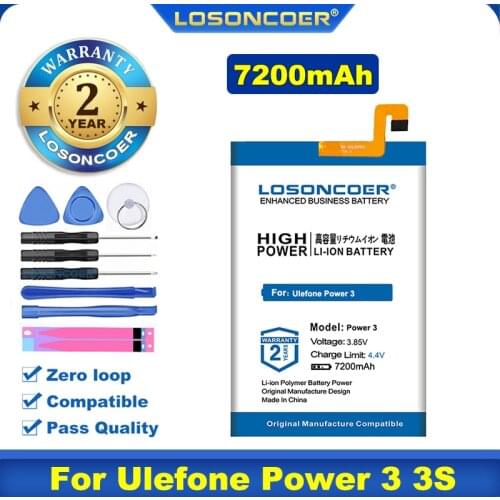 100% Original LOSONCOER 6600mAh Mobile Phone Battery For Ulefone Power 3 3S +Free Tools in stock