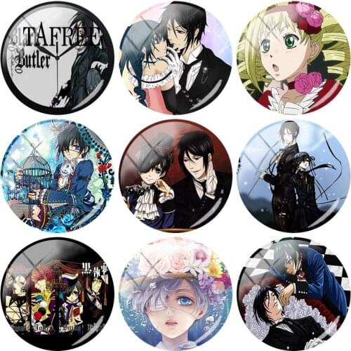 TAFREE Black Record Japan Anime Picture DIY Beads 12mm 15mm 16mm 18mm 20mm Glass Cabochon Dome Cover Flat Back Making Findings