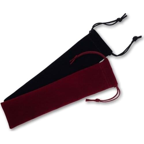 Black velvet pen pouch red holder single pen pencil bag pen velvet bag drawstring velvet pouches sleeve 10 pieces
