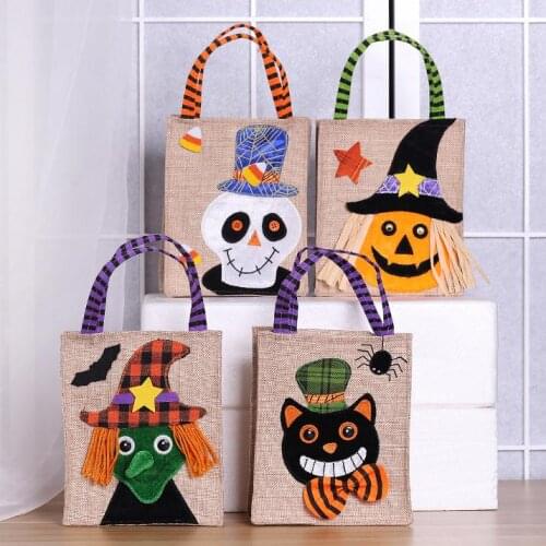 Halloween Kids Candy Bags Large Canvas Children Hand Bags Trick or Treat Pumpkin Devil Spider Halloween Gift Sugar Bags SN1334