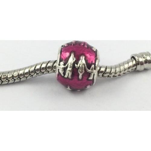 DIY Fashion Red Family Hand in hand European Beads Fit Charms Bracelets Necklaces