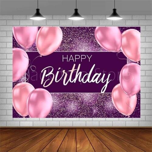 Avezano Photography Background Happy Birthday Party Banner Pink Balloon Backdrop For Photo Studio Photocall Photozone Decoration