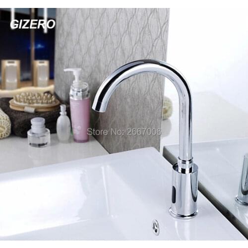 GIZERO Free Shipping Automatic sensor tap Hands Touch Free Faucet water saving Inductive electric Water Tap battery power ZR6103