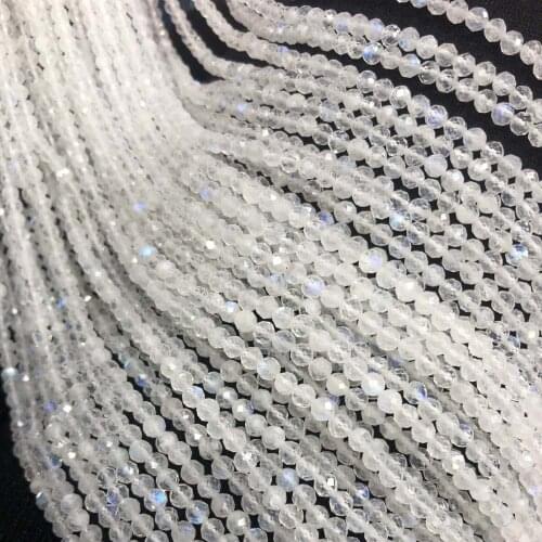 Faceted Blue Light Moonstone Beads Natural Gem Stone Scattered Beads Handword DIY Necklace Bracelet Making Fine Jewelry Gifts