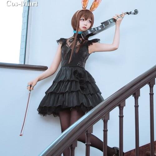 Game Arknights Amiya Cosplay Costume Music Synesthesia Gorgeous Black Evening Dress Female Activity Party Role Play Clothing
