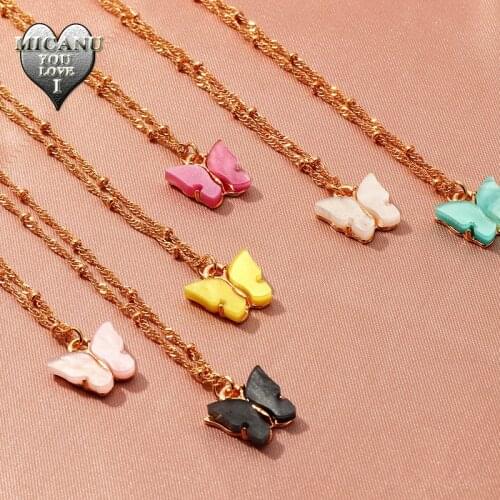 Kolye butterfly collares chain choker aesthetic kpop babygirl boyfriend gift angel exo ofertas relampago collares mujer moda2020