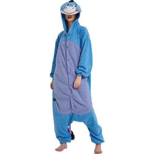 Donkey Onesies Women Men Adults Teenagers Animal Cartoon Pajamas Halloween Festival Party Fancy Suit Cosplay Costume Overalls