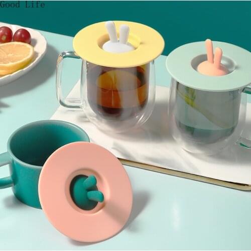 10CM Creative Carton Rabbit Silicone Cup Lid Leak-Proof And Dust-Proof Ceramic Tea Cup Water Cup Lid Sealed Bowl Lids