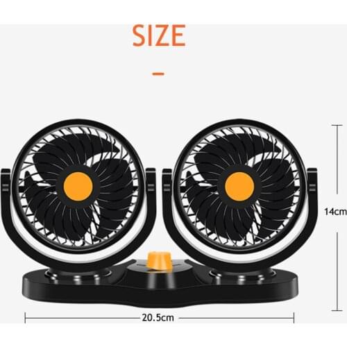 12V/24V 2 Speed Mini Electric Car Cooling Fan Portable with 360 Rotation Adjustable Angle for Truck Household Traveling Car