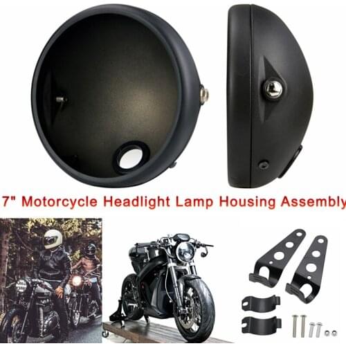 Motorcycle Matte Black Headlight Base 7-Inch Retro Bucket Motorcycle Modified Headlight Base LED Headlight Shell For Cafe Racer