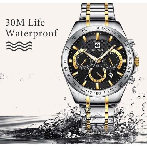 Men’s Watches Fashion Business Stainless Steel Analog Quartz Watch Multifunction Chronograph Minimalist Waterproof Wrist Watch