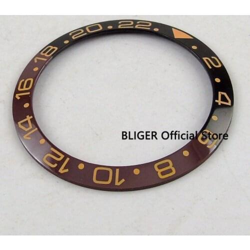 High quality 38mm Black Ceramic Bezel Gold Marks Insert Kit 40mm SUB/GMT Watch BBG12