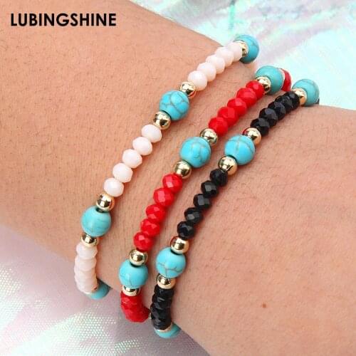 Colorful Crystal Beads Bracelet Set For Women Summer Beach Ankle Bracelets Handmade Adjustable Jewelry Gift For Friend Wholesale