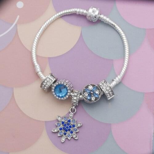 New style DIY white locator buckle sun flower pendant series womens snake bone bracelet