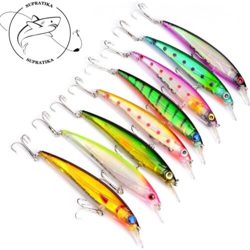 110mm/13.4g Plastic Fishing Lure Minnow Hard Bait 3D Eyes Wobbler Trolling Isca Artificial Dive Sea Fishing Pesca Fishing Baits