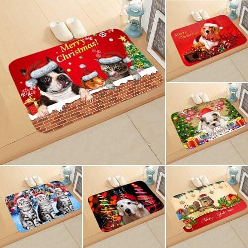 Doormat Anti-slip Merry Christmas Print Absorb Water Bath Mat Bathroom Home Kitchen Bedroon Floor Mat Entrance 40*60cm DD-0134