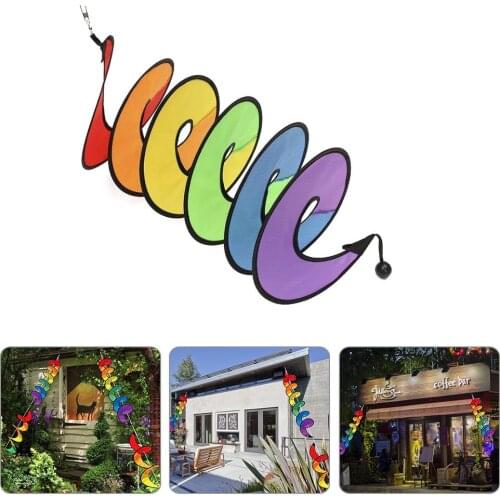 Rainbow Wind Spinner 24 Inch Colorful Hanging Twister Flag Patio Lawn Yard Garden Decoration Accessories Reusable