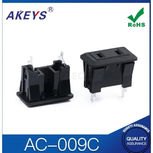 3pcs AC power socket AC-009C 2-pin two-hole straight female connector socket with card slot AC seat