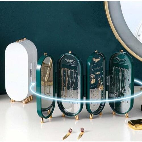 Jewelry Storage Box Earrings Display Stand Bracelet Necklace Organizer Foldable Portable Plastic Box 4 Doors 240 Holes