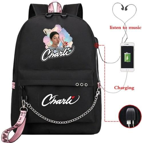 Charli Damelio Backpack for Teenager Girls Boys USB Charge School Bags Women Pink Laptop Bagpack Men Travel bag Rucksack Mochila