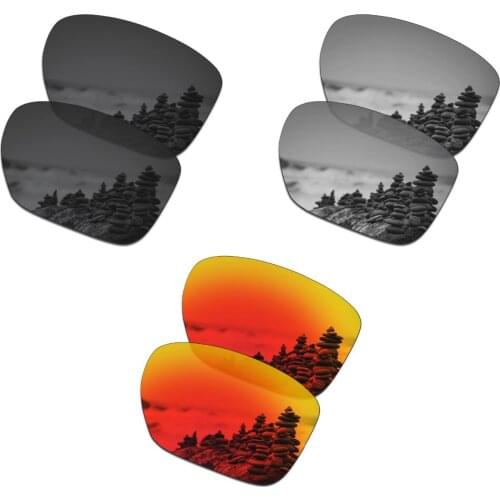 SmartVLT 3 Pairs Polarized Sunglasses Replacement Lenses for Oakley Sliver XL Stealth Black and Silver Titanium and Fire Red
