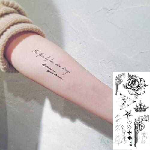 Waterproof Temporary Tattoo Sticker Rose Flower Gun Crown Star Diamond Triangle Fake Tatto Flash Hand Arm Tatoo for Women Men