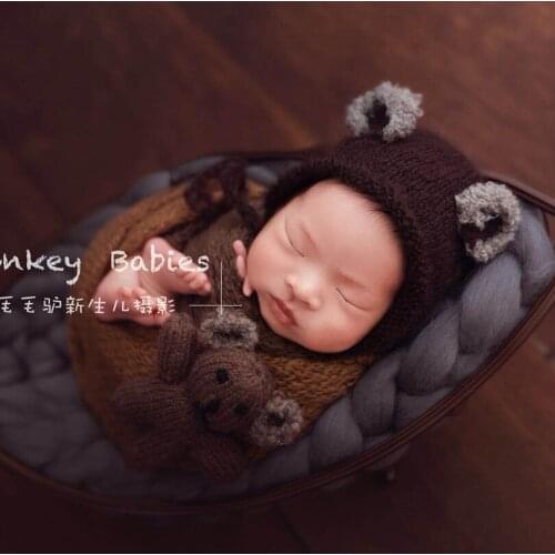 Knitted Koala Hat Christmas Newborn Santa Claus Koala Bonnet Infant Animal hat Photography props