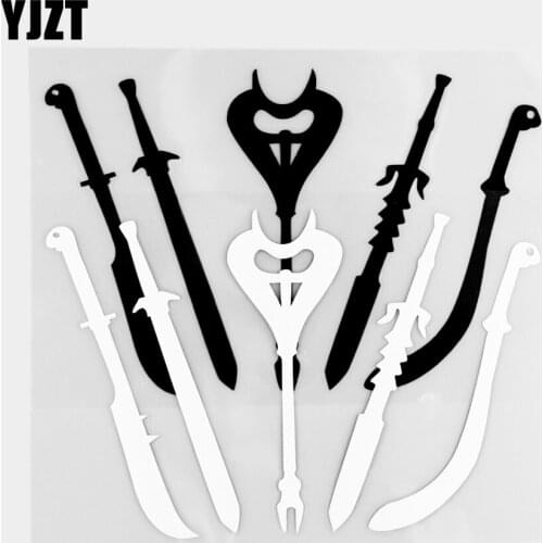 YJZT 11.4×16.0CM Classic Medieval Traditional Weapon Pattern Car Sticker Vinyl Art Decoration Black / Silver 20C-0259