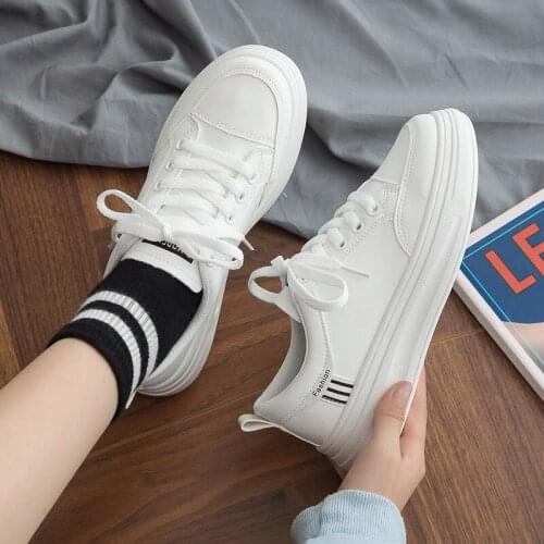 2021 Autumn Platform Sneaker Women Casual Shoes New PU Leather White Designer Woman Sneakers Fashion Female Vulcanized Shoes