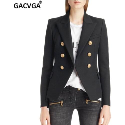 GACVGA Fashion Women Blazers And Jackets 2021 Autumn Double Breasted Lady Blazer Overcoat Basic Slim Coat Traf Outer Femenino
