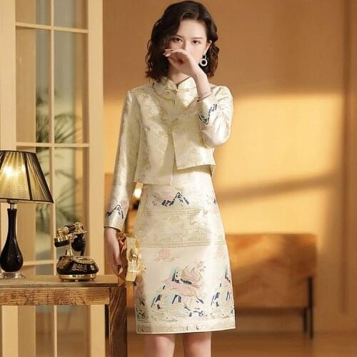 Modern Chinese Cheongsam Qipao Women Traditional Chinese Dress 2019 Autumn Winter Long Sleeve Elegant Chinese Dresses TA2147