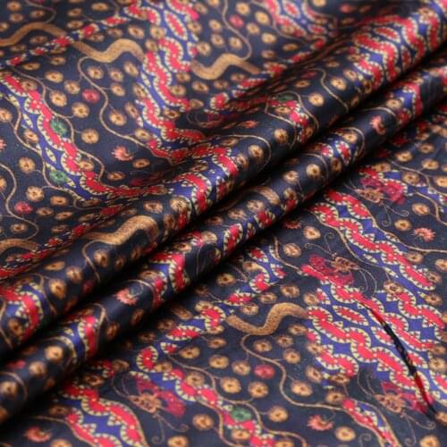1 Meter X 1.4 Meter Vintage Pattern Silk Stretch Satin Fabric Summer Mulberry Clothing Sewing Cloth Telas