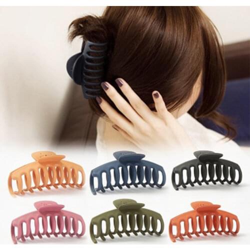 1pcs Korea Fashion Solid Color Scrub Resin Hair Clips Geometric Hollow Oval Wave Shape Hairpins Beauty Accessories dropshipping