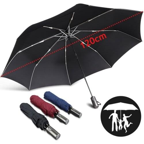 120cm Big Automatic Umbrella Rain Women Windproof 3Folding Large Outdoor Umbrella For Men High Quality Business Strong Umbrellas