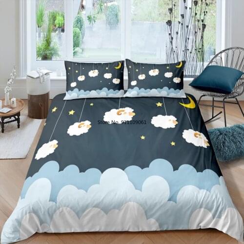 Cartoon Sheep Bedding Set 2/3pcs for Teens Girls Queen King Size Cute Comforter Duvet Cover Sets Luxury Quilt Covers Pillowcases