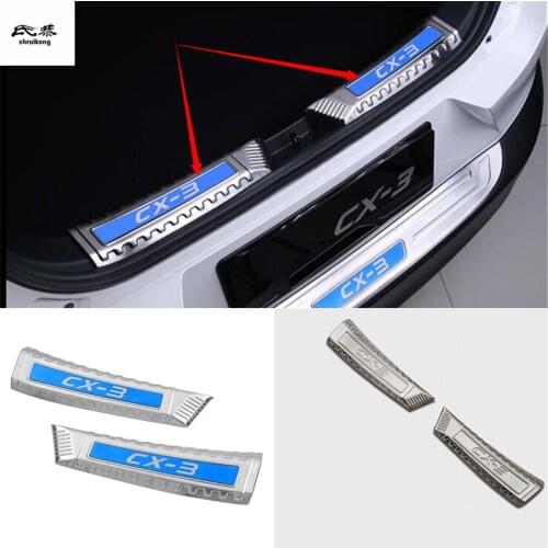 2pcs/lot for 2017 2018 Mazda CX-3 CX3 CX 3 Stainless Steel back rear trunk inside Protection decoration cover sequins