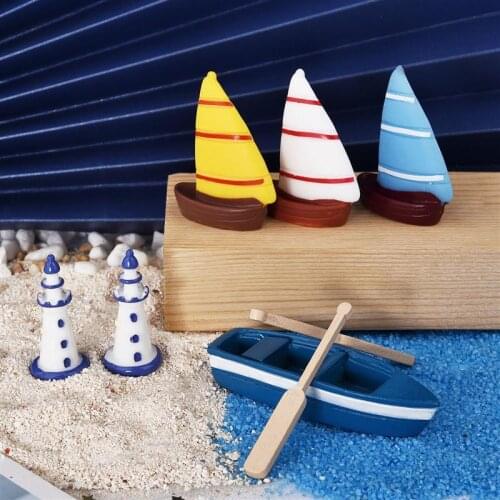 2021 Mini Decoration Ocean Coral Boat Tower Dolphin Micro Landscape Micro Fairy Garden Decoration DIY Decorative Resin Filling