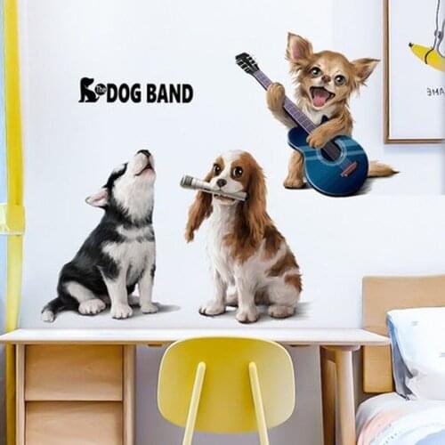 Lovely Dog 3D Wall Stickers Home Decoration Posters Living Room Bedroom Decor Creative Animal Wallpaper Self-adhesive
