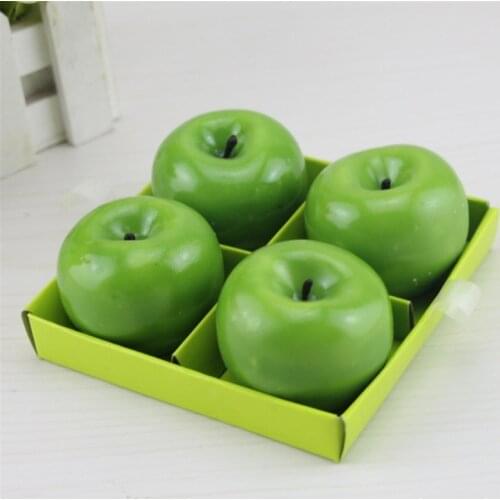 4PCS/Lot Christmas Shape Fruit Candle Greet Gift Party Supplies Wedding Gift Green Apple Romantic Confession Candle