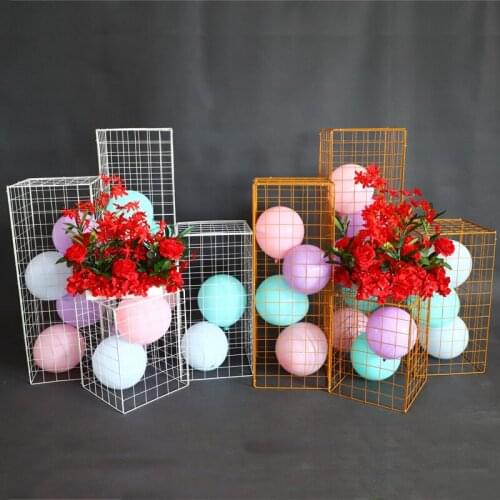 4pcs Wedding grid plinth Iron square background stand table decoration road stage plinth