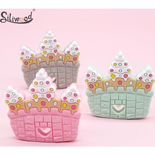 5PC Baby Teethers Cartoon Baby Teething Toy Castle Silicone Teether Easter Eggs Pendant Necklace Accessories Teething Teether