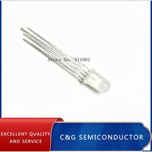 50PCS/LOT 5mm RGB Ultra Bright Led Common Cathode 3.1-3.3V Red, Green, Blue Three Color Four Feet Seven Lights