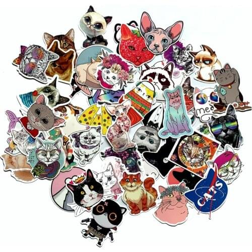 50 Pcs Cute Cats Animal Graffiti Sticker Mixed Style Toys For Suitcase Laptop Bike Luggage Car Scooter Skateboard Sticker