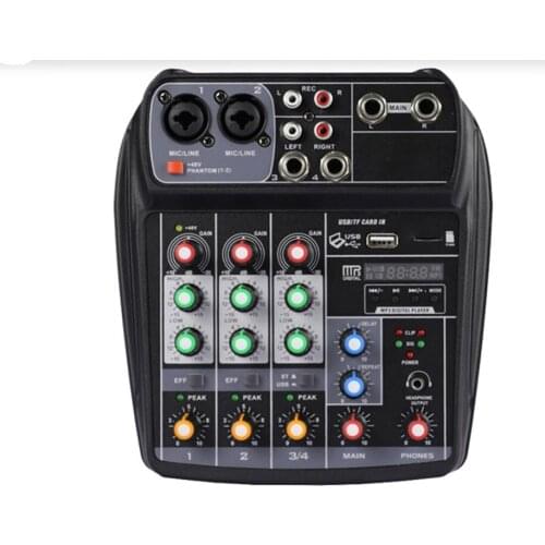 AI-4 Mixer 4 Channels with USB Reverberation Effect Bluetooth Sound Card Function Live Webcast K song Anchor