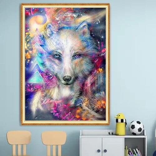 5D DIY Diamond Painting Animals Wolf Cross Stitch Kit Full Drill Embroidery Mosaic Art Picture of Rhinestones Home Decor Sale